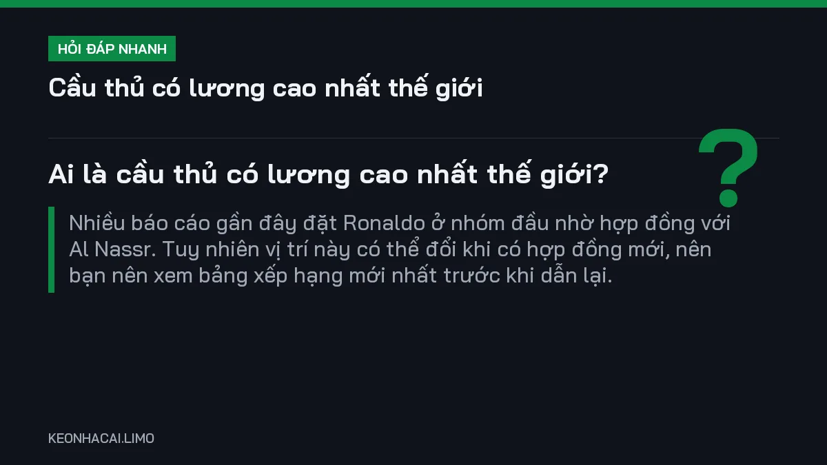 Hỏi đáp nhanh cầu thủ có lương cao nhất thế giới: Ai là cầu thủ có lương cao nhất thế giới
