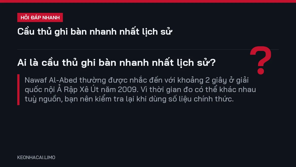 Hỏi đáp nhanh cầu thủ ghi bàn nhanh nhất lịch sử: Ai là cầu thủ ghi bàn nhanh nhất lịch sử