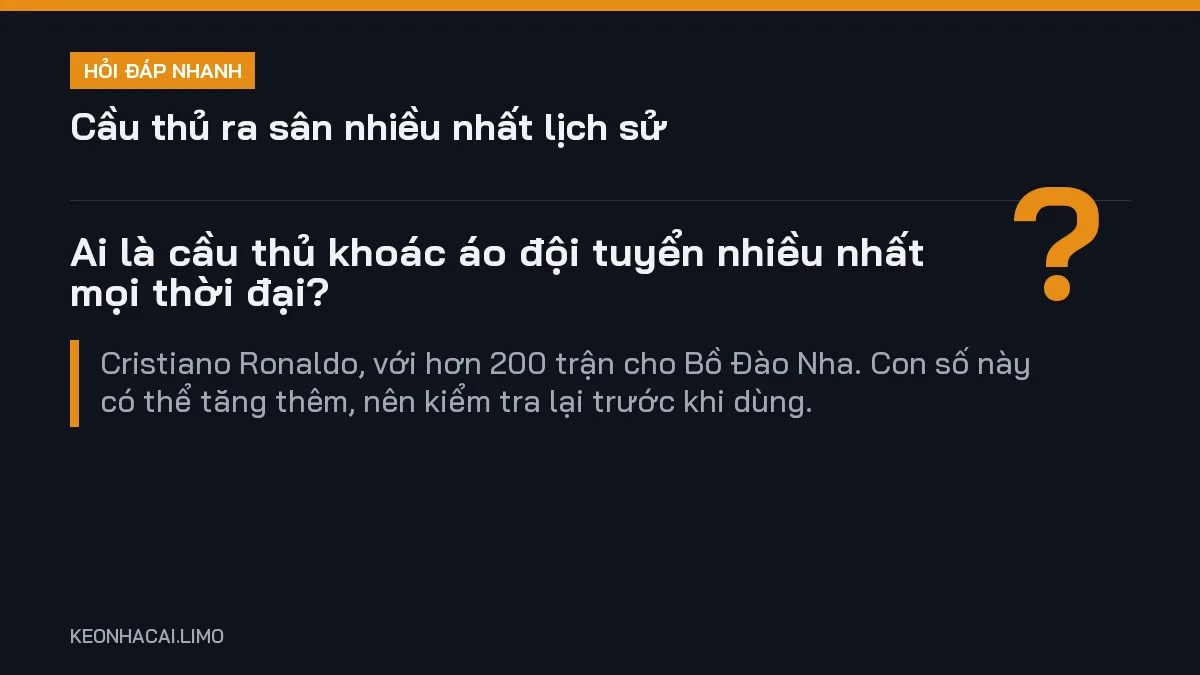 Hỏi đáp nhanh cầu thủ ra sân nhiều nhất lịch sử: Ai là cầu thủ khoác áo đội tuyển nhiều nhất mọi thời đại