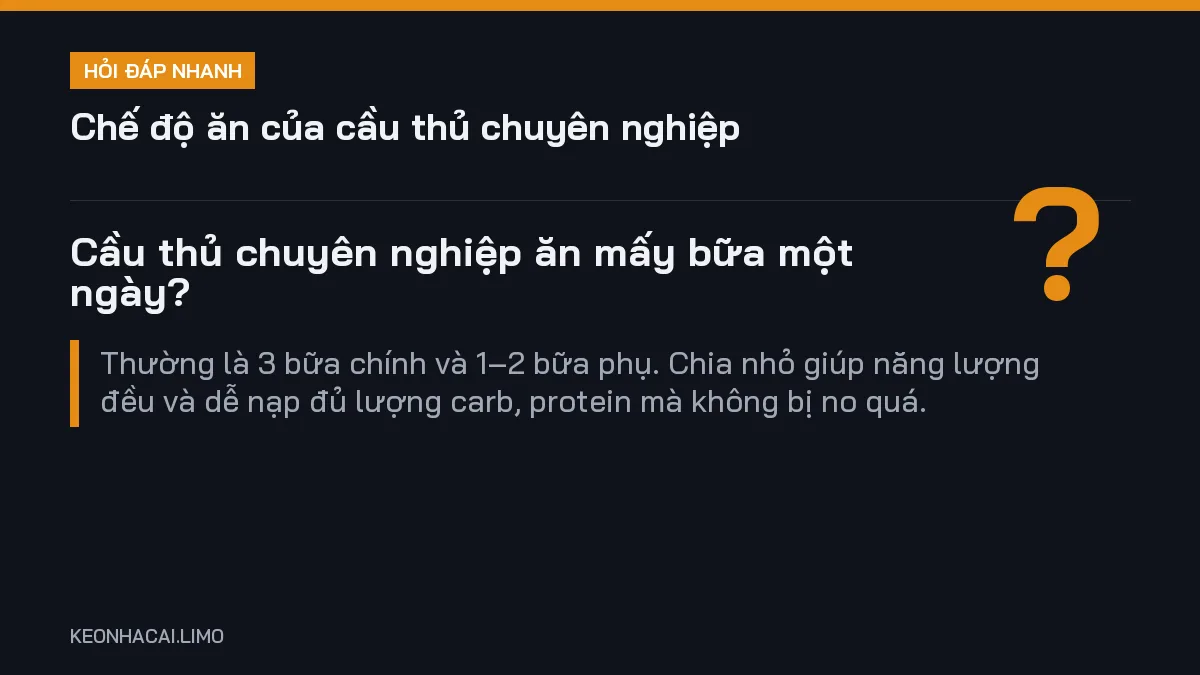 Hỏi đáp nhanh chế độ ăn của cầu thủ chuyên nghiệp: Cầu thủ chuyên nghiệp ăn mấy bữa một ngày