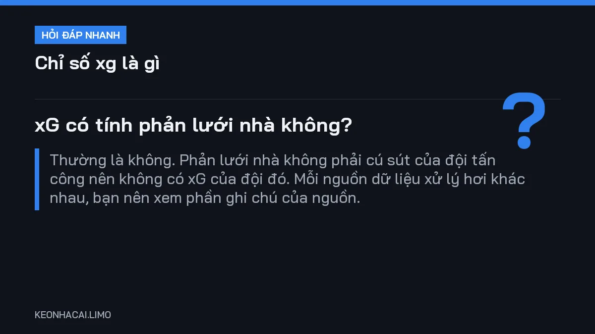 Hỏi đáp nhanh chỉ số xg là gì: xG có tính phản lưới nhà không