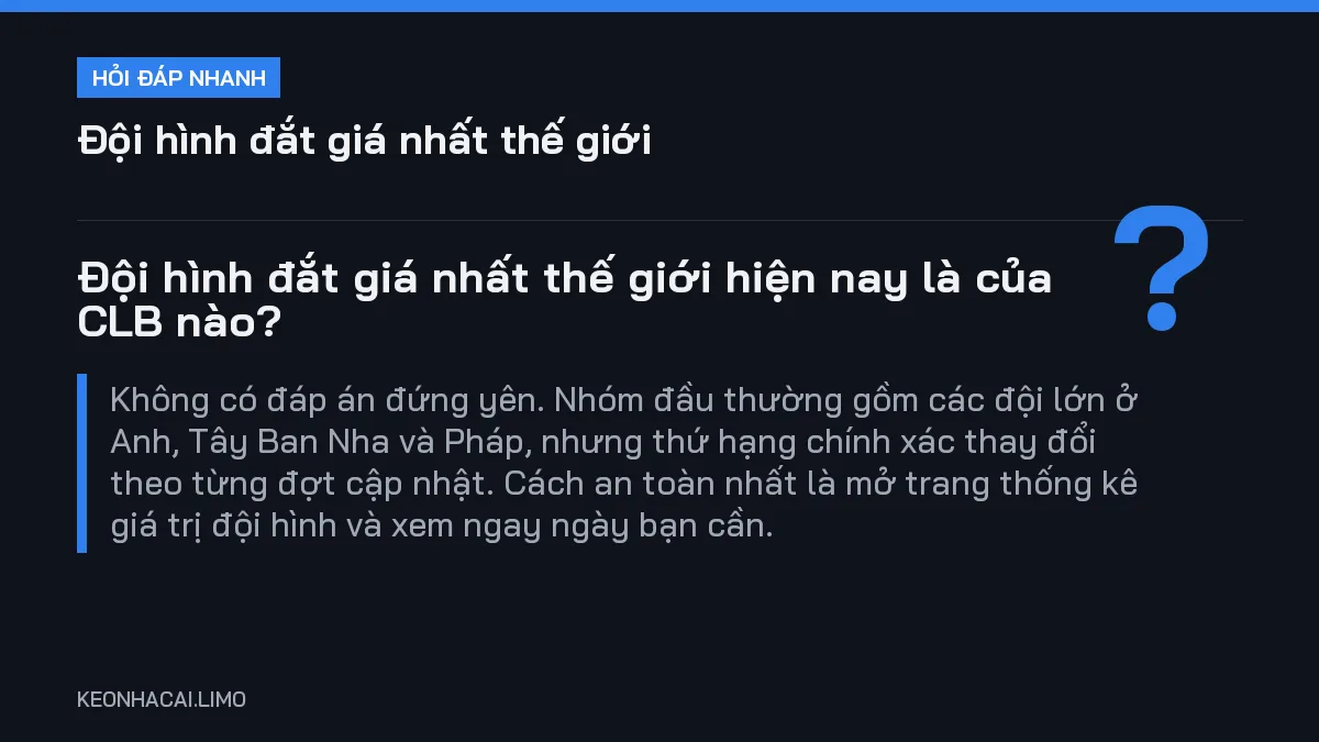 Hỏi đáp nhanh đội hình đắt giá nhất thế giới: Đội hình đắt giá nhất thế giới hiện nay là của CLB nào