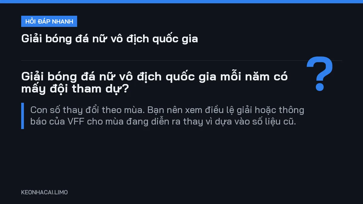 Hỏi đáp nhanh giải bóng đá nữ vô địch quốc gia: Giải bóng đá nữ vô địch quốc gia mỗi năm có mấy đội tham dự