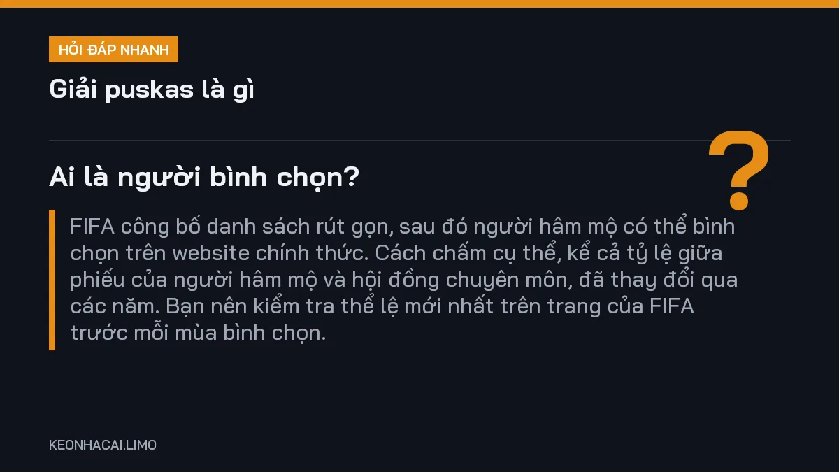Hỏi đáp nhanh giải puskas là gì: Ai là người bình chọn