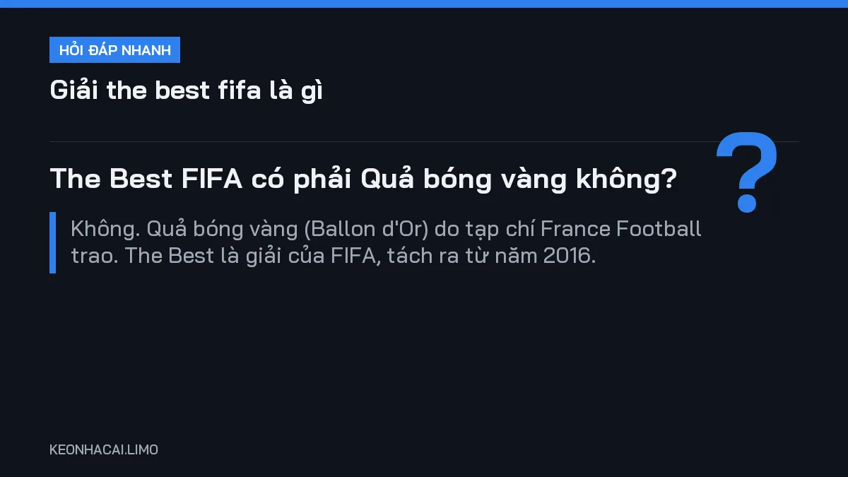 Hỏi đáp nhanh giải the best fifa là gì: The Best FIFA có phải Quả bóng vàng không