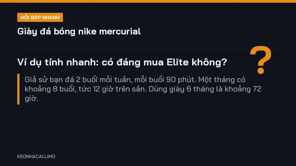 Hỏi đáp nhanh giày đá bóng nike mercurial: Ví dụ tính nhanh: có đáng mua Elite không