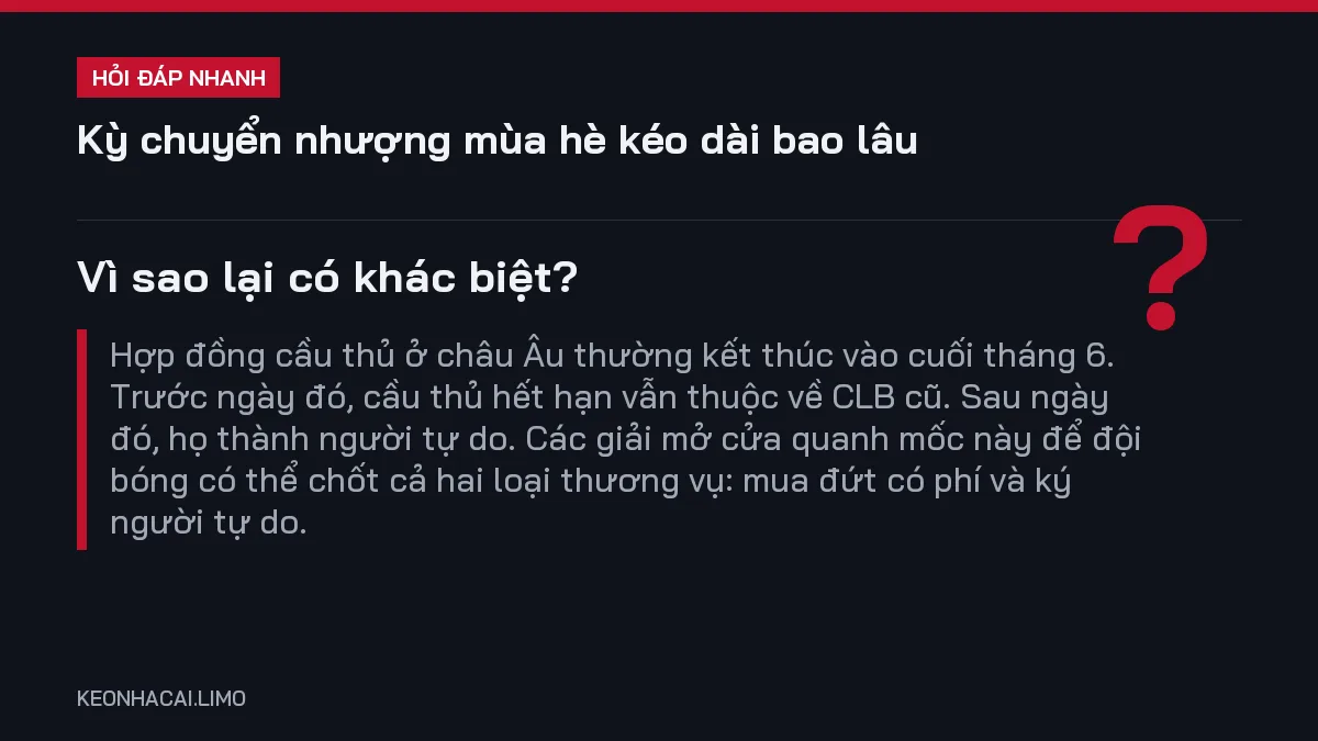 Hỏi đáp nhanh kỳ chuyển nhượng mùa hè kéo dài bao lâu: Vì sao lại có khác biệt