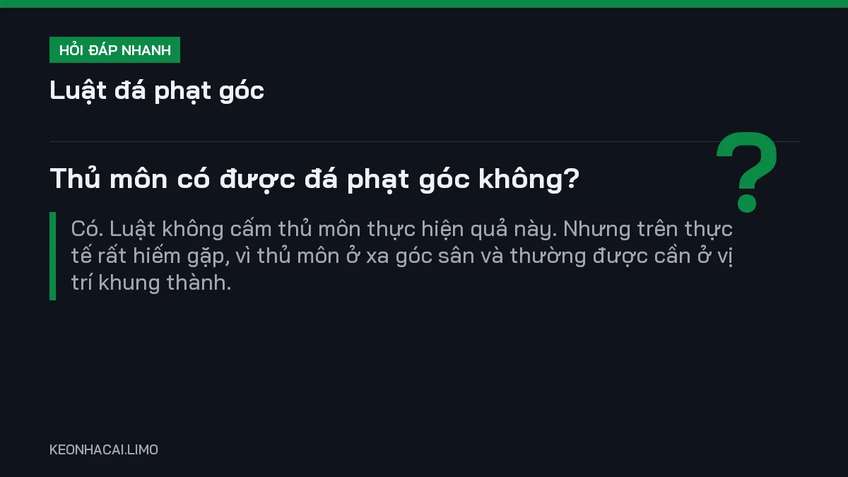 Hỏi đáp nhanh luật đá phạt góc: Thủ môn có được đá phạt góc không
