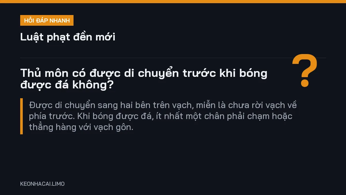 Hỏi đáp nhanh luật phạt đền mới: Thủ môn có được di chuyển trước khi bóng được đá không