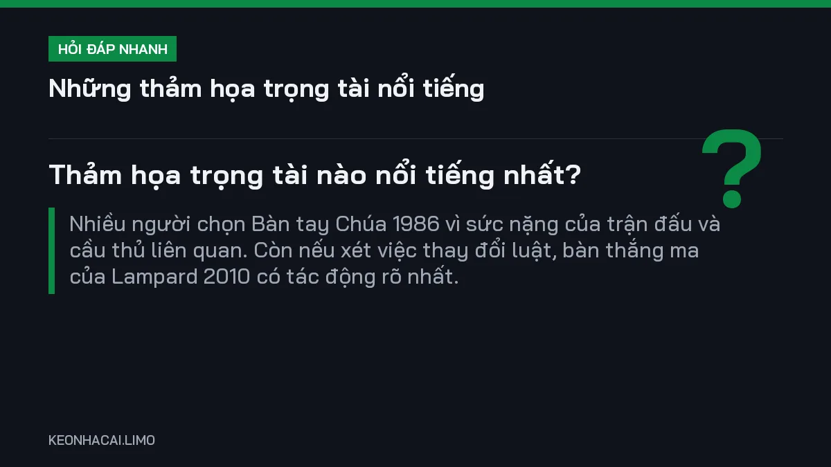 Hỏi đáp nhanh những thảm họa trọng tài nổi tiếng: Thảm họa trọng tài nào nổi tiếng nhất