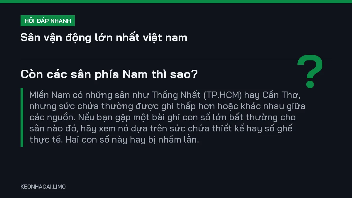 Hỏi đáp nhanh sân vận động lớn nhất việt nam: Còn các sân phía Nam thì sao