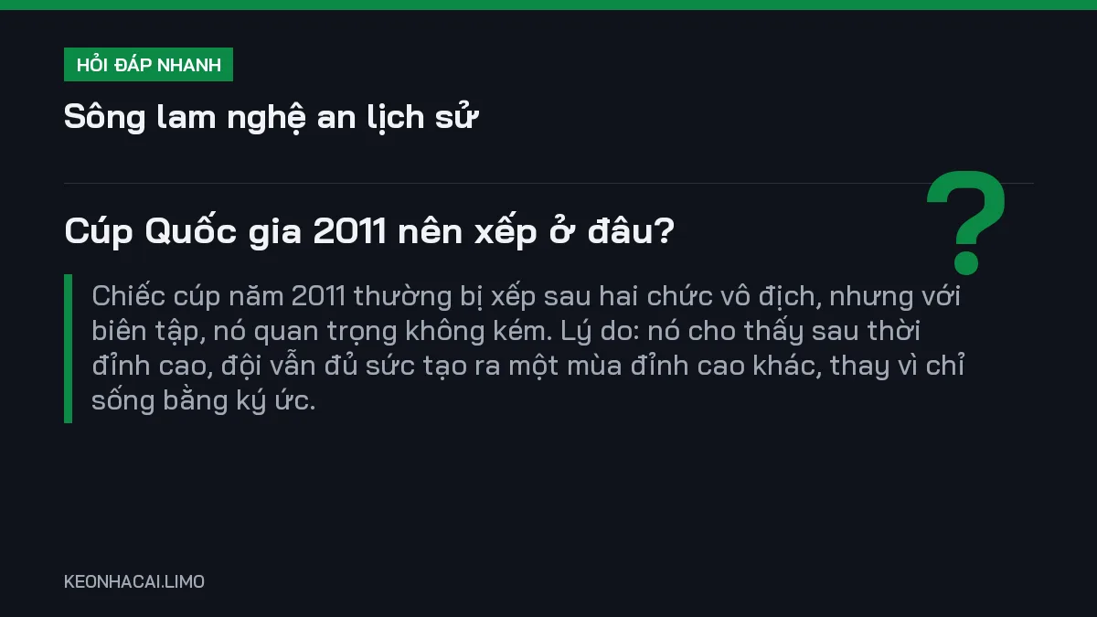 Hỏi đáp nhanh sông lam nghệ an lịch sử: Cúp Quốc gia 2011 nên xếp ở đâu