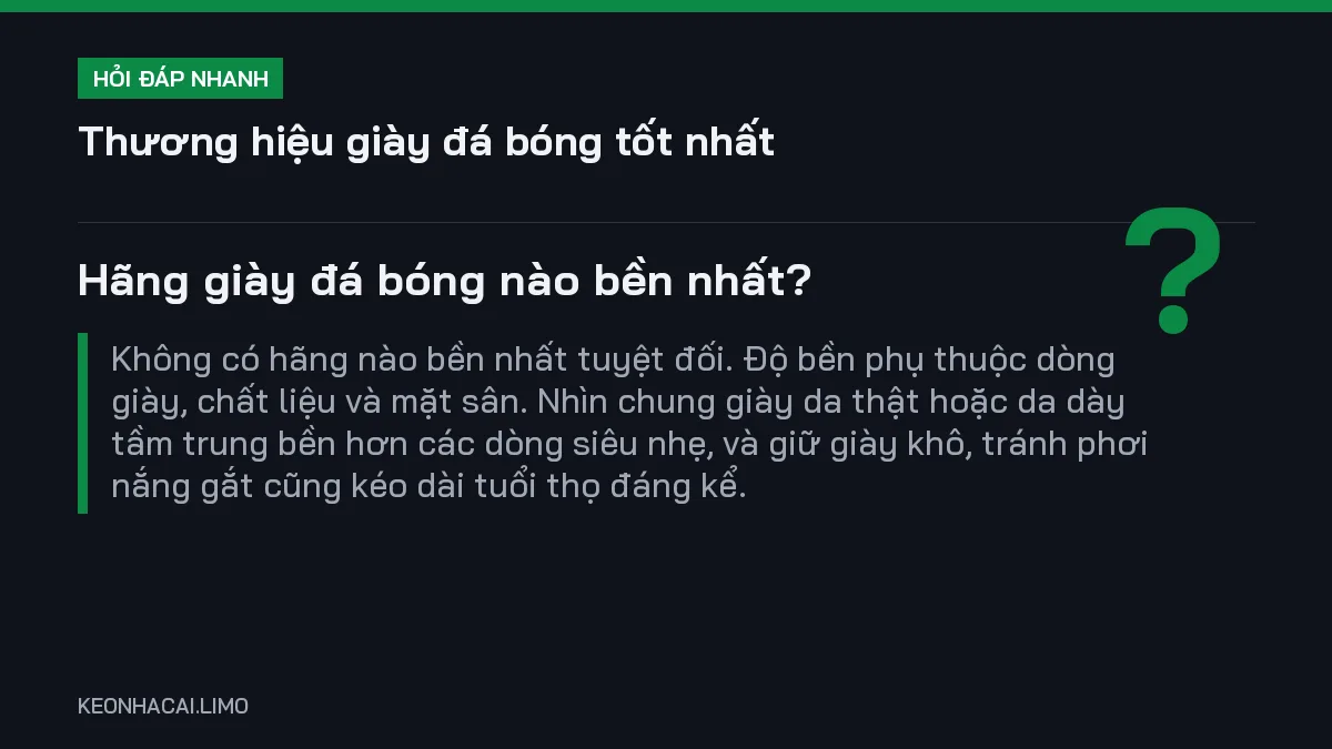 Hỏi đáp nhanh thương hiệu giày đá bóng tốt nhất: Hãng giày đá bóng nào bền nhất