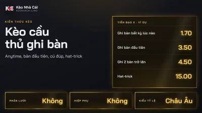 Kèo cầu thủ ghi bàn: Anytime, ghi bàn đầu tiên, cú đúp và hat-trick