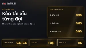 Kèo tài xỉu từng đội là gì? Cách tính mốc 0.5, 1.5 và mốc 1/4