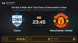 Soi kèo Como vs Manchester United 23h45 ngày 21/10 Cúp C1 Châu Âu 2026/27 Vòng phân hạng Lượt 3