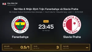 Soi kèo Fenerbahçe vs Slavia Praha 23h45 ngày 20/10 Cúp C1 Châu Âu 2026/27 Vòng phân hạng Lượt 3