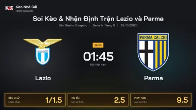 Soi kèo Lazio vs Parma 1h45 ngày 25/10 Giải Serie A 2026/27 Vòng 8