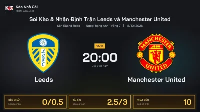 Soi kèo Leeds vs Manchester United 20h00 ngày 18/10 Giải Ngoại Hạng Anh 2026/27 Vòng 7