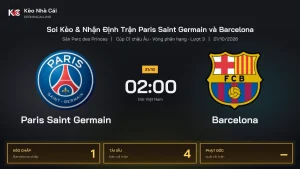 Soi kèo Paris Saint Germain vs Barcelona 2h00 ngày 21/10 Cúp C1 Châu Âu 2026/27 Vòng phân hạng Lượt 3
