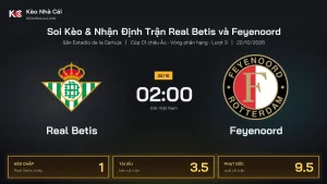 Soi kèo Real Betis vs Feyenoord 2h00 ngày 22/10 Cúp C1 Châu Âu 2026/27 Vòng phân hạng Lượt 3
