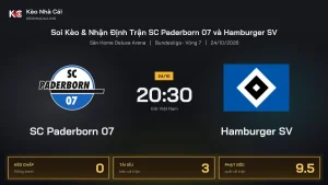 Soi kèo SC Paderborn 07 vs Hamburger SV 20h30 ngày 24/10 Giải Bundesliga 2026/27 Vòng 7