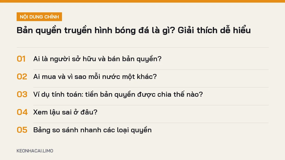 Tóm tắt nội dung bản quyền truyền hình bóng đá là gì, 5 ý chính cần biết