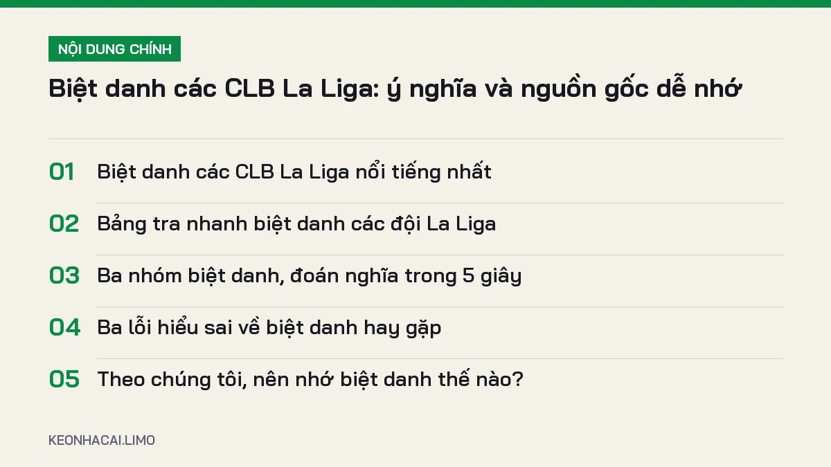 Tóm tắt nội dung biệt danh các clb la liga, 5 ý chính cần biết