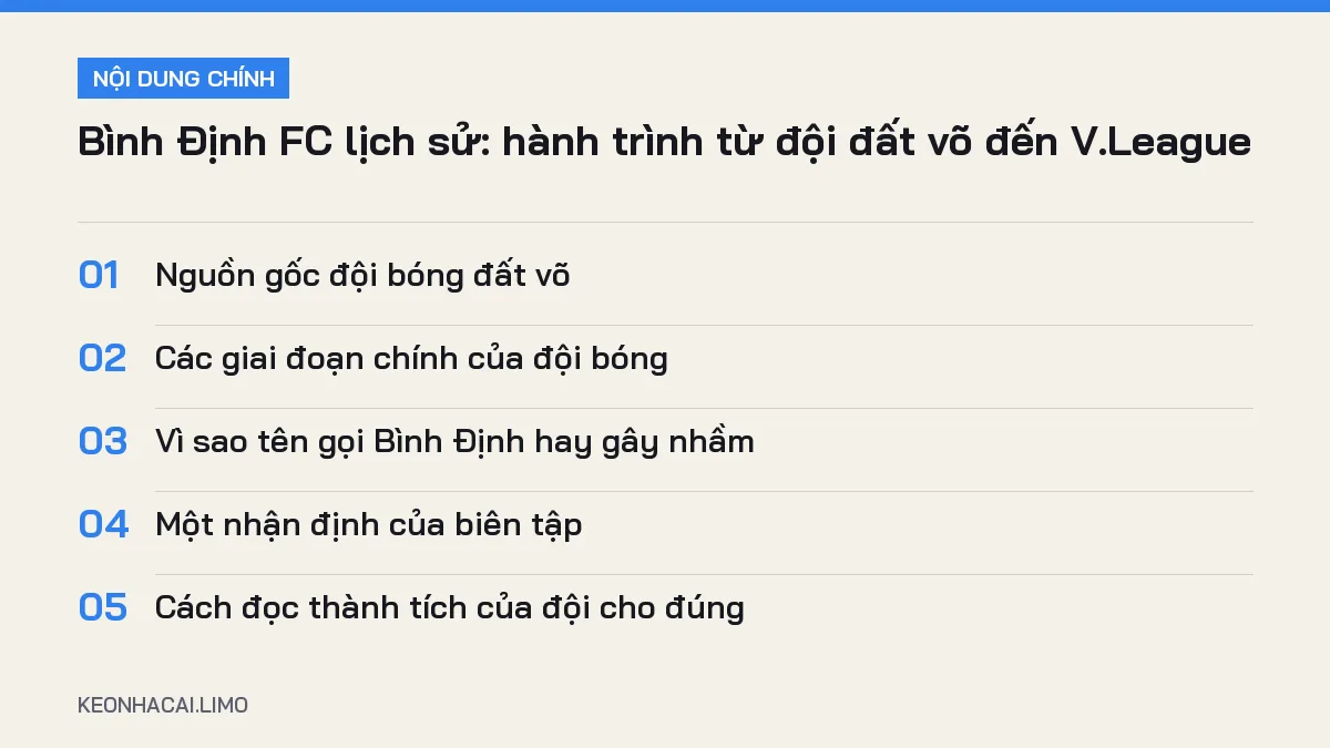 Tóm tắt nội dung bình định fc lịch sử, 5 ý chính cần biết