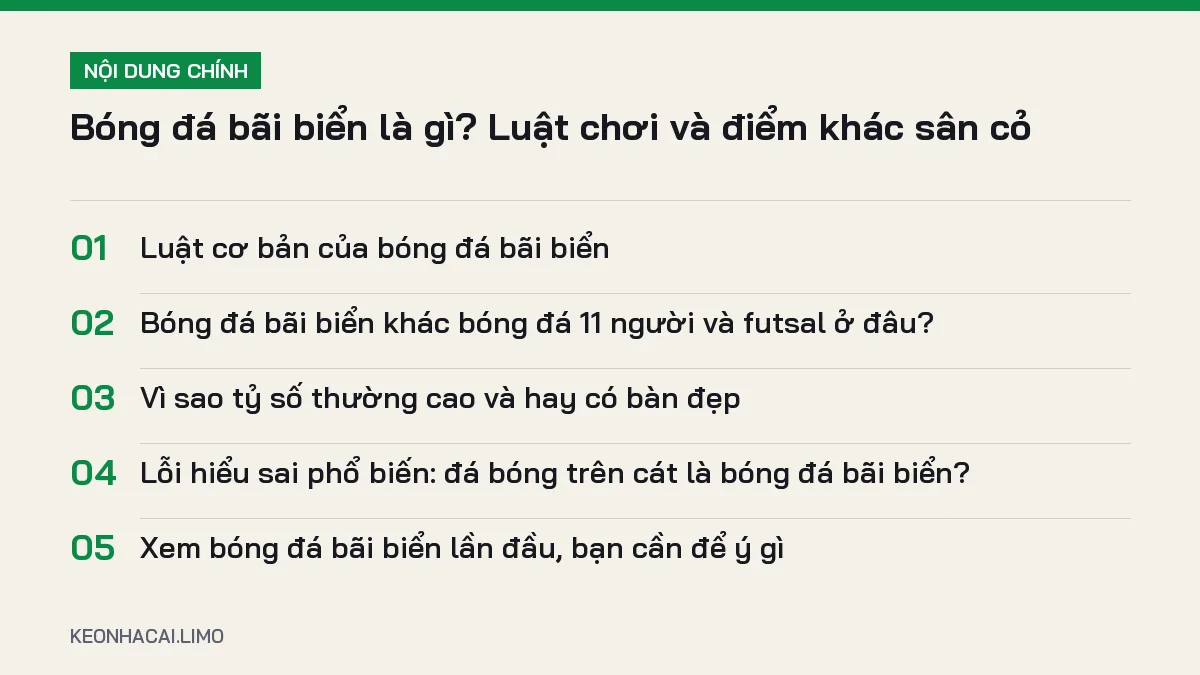 Tóm tắt nội dung bóng đá bãi biển là gì, 5 ý chính cần biết
