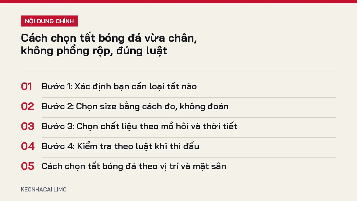 Tóm tắt nội dung cách chọn tất bóng đá, 5 ý chính cần biết