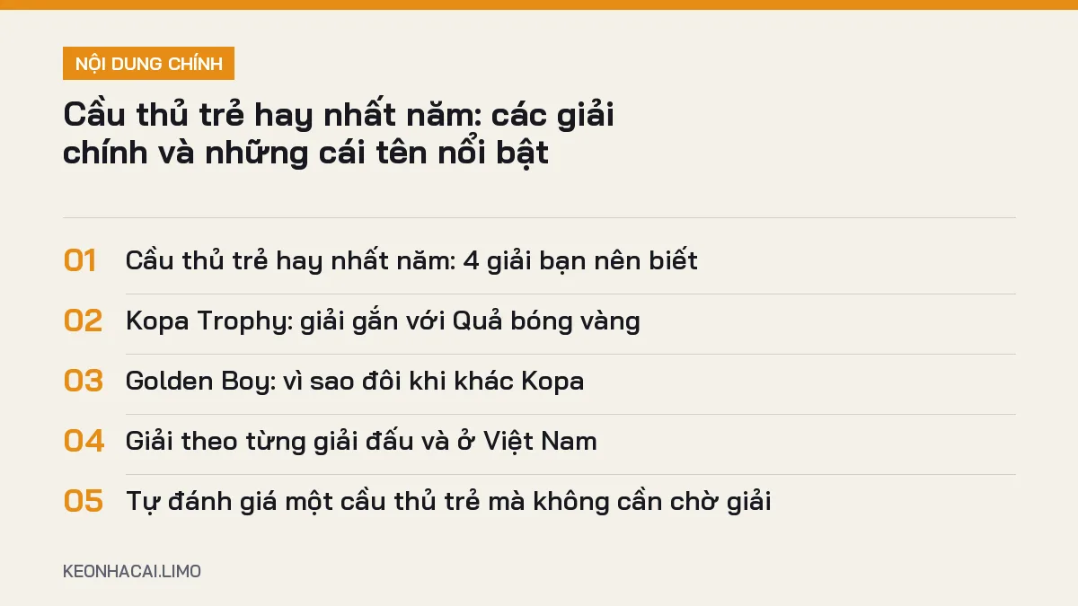 Tóm tắt nội dung cầu thủ trẻ hay nhất năm, 5 ý chính cần biết