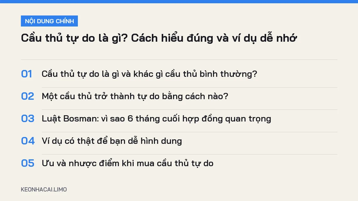 Tóm tắt nội dung cầu thủ tự do là gì, 5 ý chính cần biết