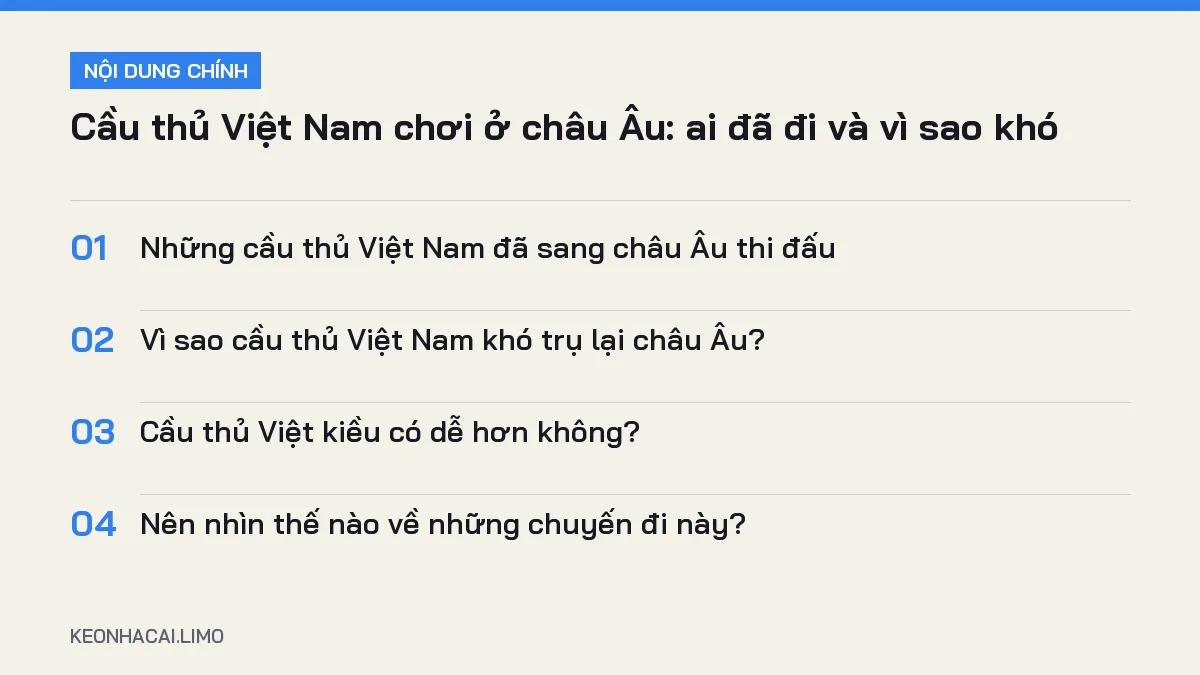 Tóm tắt nội dung cầu thủ việt nam chơi ở châu âu, 4 ý chính cần biết