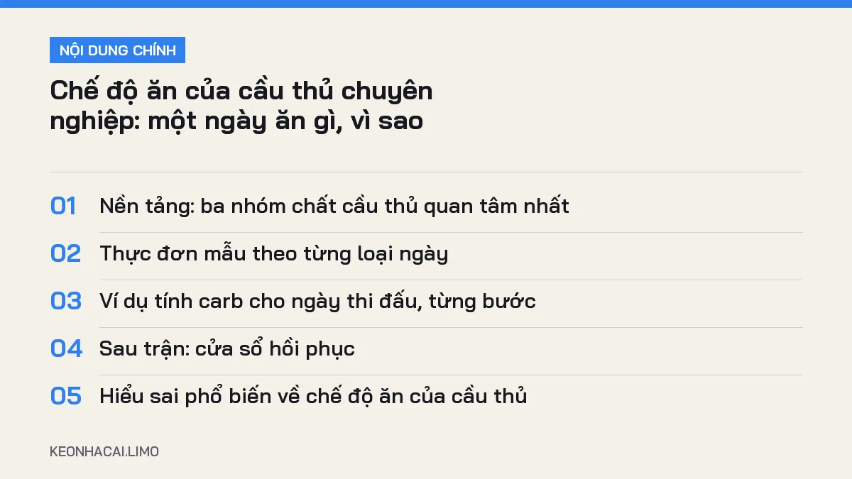 Tóm tắt nội dung chế độ ăn của cầu thủ chuyên nghiệp, 5 ý chính cần biết