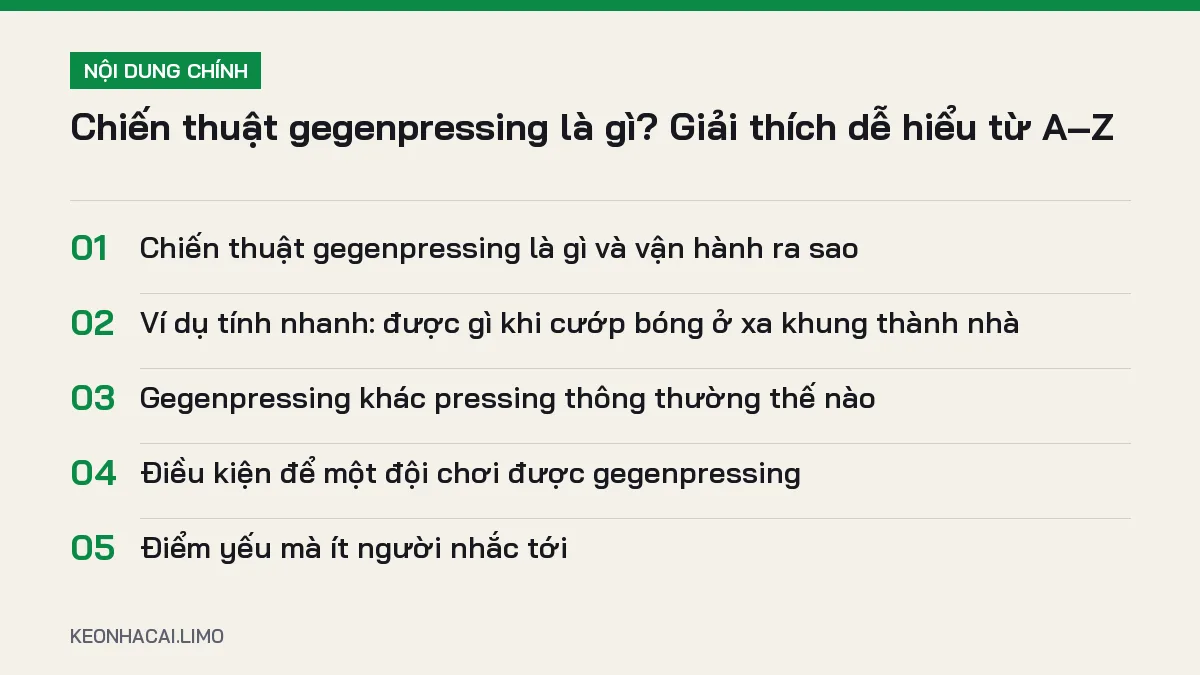 Tóm tắt nội dung chiến thuật gegenpressing là gì, 5 ý chính cần biết