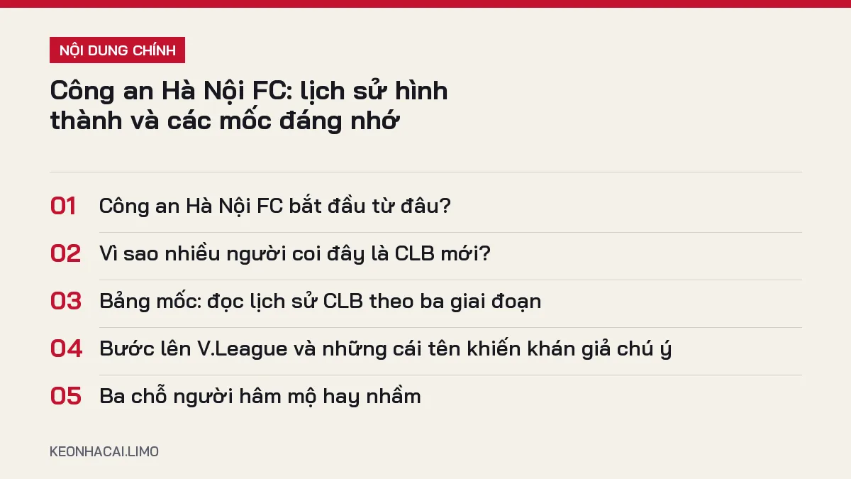 Tóm tắt nội dung công an hà nội fc lịch sử, 5 ý chính cần biết