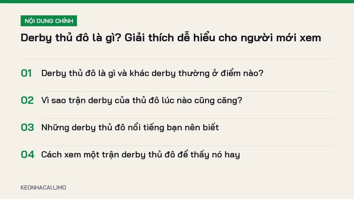 Tóm tắt nội dung derby thủ đô là gì, 4 ý chính cần biết