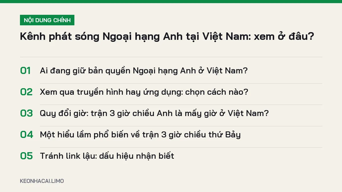 Tóm tắt nội dung kênh phát sóng ngoại hạng anh tại việt nam, 5 ý chính cần biết