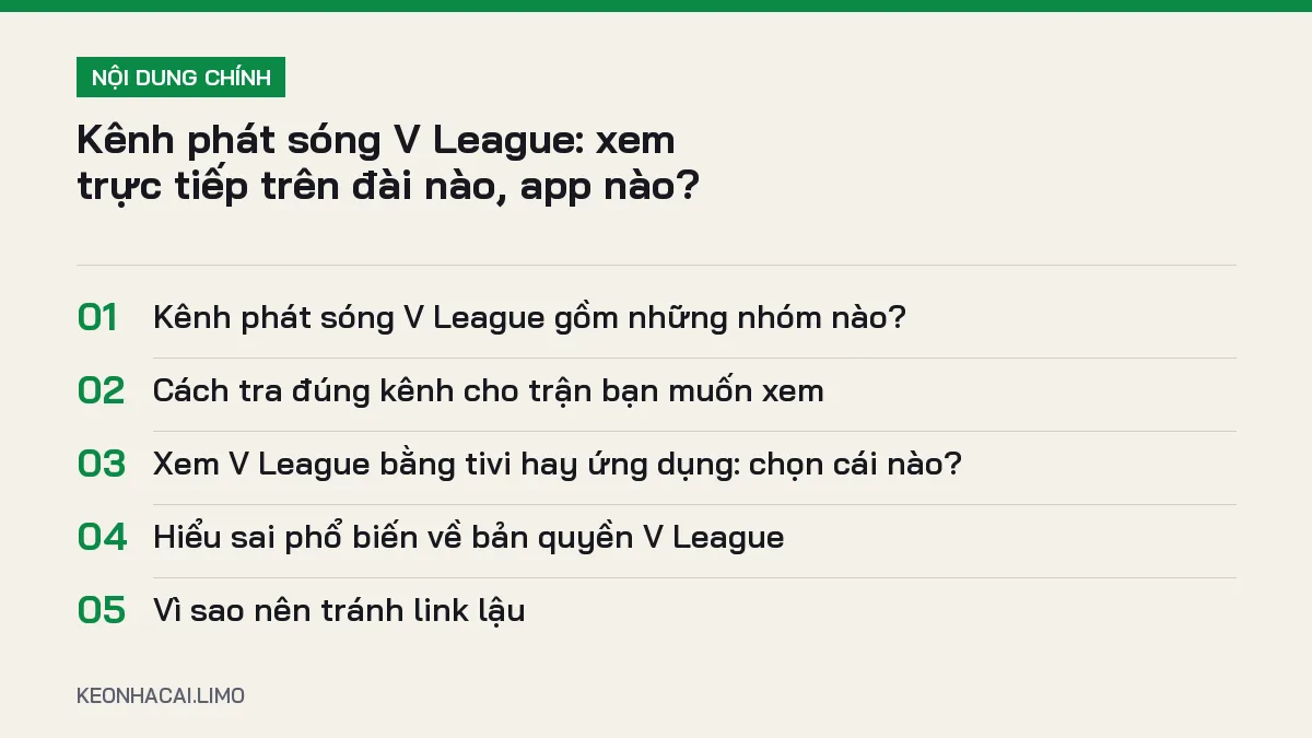 Tóm tắt nội dung kênh phát sóng v league, 5 ý chính cần biết