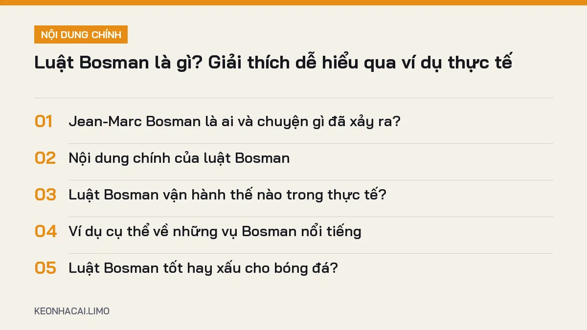 Tóm tắt nội dung luật bosman là gì, 5 ý chính cần biết