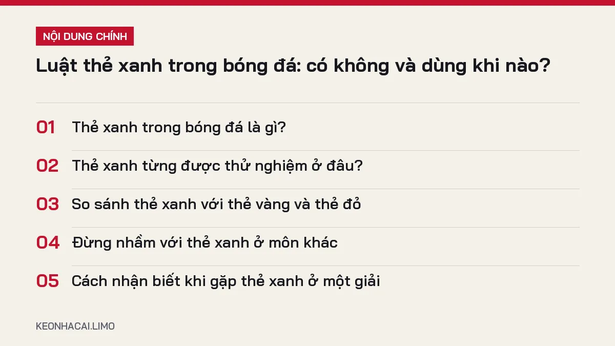 Tóm tắt nội dung luật thẻ xanh trong bóng đá, 5 ý chính cần biết