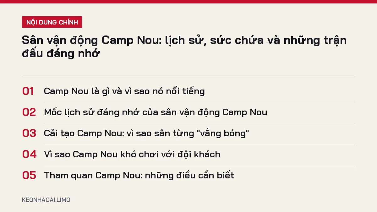 Tóm tắt nội dung sân vận động camp nou, 5 ý chính cần biết