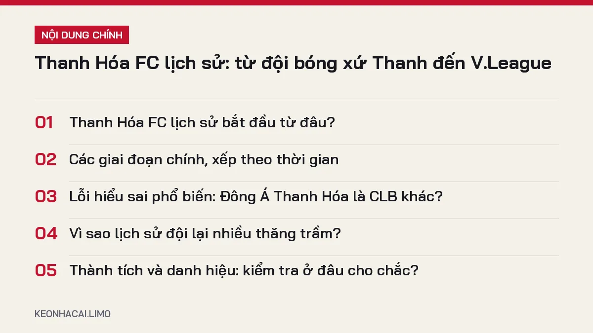 Tóm tắt nội dung thanh hóa fc lịch sử, 5 ý chính cần biết
