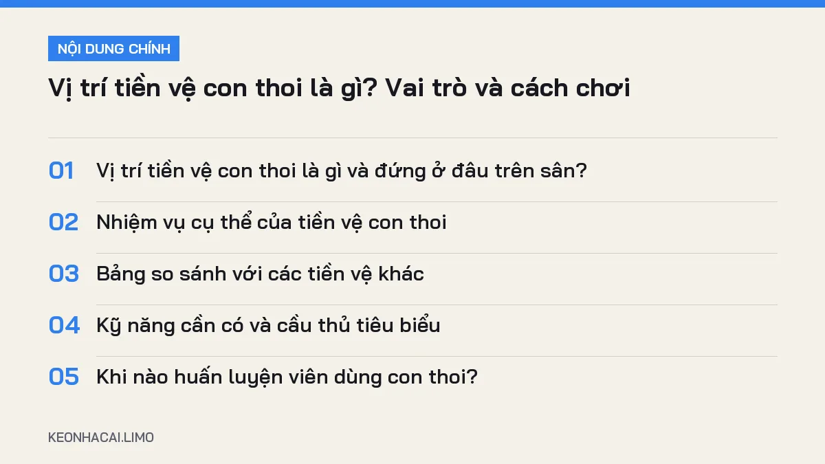 Tóm tắt nội dung vị trí tiền vệ con thoi là gì, 5 ý chính cần biết