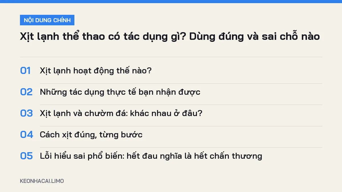 Tóm tắt nội dung xịt lạnh thể thao có tác dụng gì, 5 ý chính cần biết